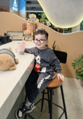 BN144-(8-27kg) Bộ thu đông bé trai dài tay nỉ da cá Mickey xám VNXK