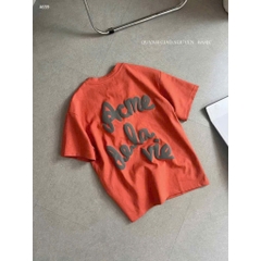 A211-Áo thun suông màu cam in chữ