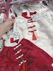 BT806-Bộ áo dài bé trai tặng kèm charm 2 màu đỏ trắng