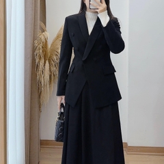 Vest cúc bọc 2 lớp chiết eo cúc bọc 3 màu có đệm vai