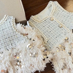 DAMKID021-ĐẦM dạ BE REN GẤU chạy viền 2 lớp BÉ GÁI