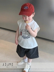 BT816- Bộ áo thun sát nách kèm quần jean xám cho bé TẶNG KÈM MŨ