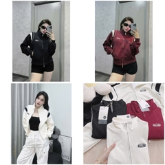 A126- Áo bomber nữ cổ cao 3 màu vải nỉ da cá