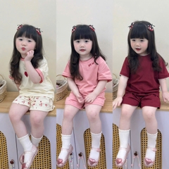 Bt783-Set 3 bộ cộc tay hồng bé gái 9-25kg