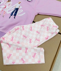 BN191- Bộ nỉ in babies tím nhạt mix legging bé gái VNXK