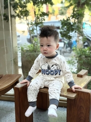 Cb423-Combo 2 bộ thun díp dài tay trẻ em Snopy xanh trắng