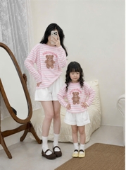 SET1021-Set quần áo đôi mẹ con vải cotton áo dài quần cộc