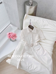 DAM136-Váy maxi dáng dài màu trắng tăng kèm đai