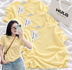 A792- Áo thun giấy vàng cộc tay thêu ngực