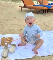 BOI04- Bộ bơi rời KHỦNG LONG XANH GHI kèm mũ