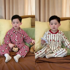 BT1099- Combo 2 bộ pijama dài tay đỏ kẻ cho bé