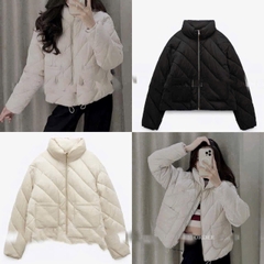 A446- Áo phao trám túi trước 2 màu be đen