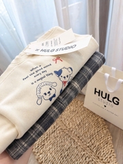 SET1080- Bộ mặc nhà áo cotton phối quần kẻ bo ống
