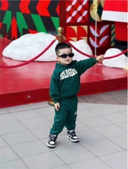 BN221-Bộ nỉ bông GOALS rêu có 2 lớp né trai VNXK
