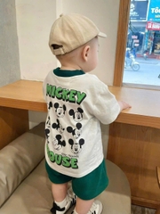 BT300- Bộ nhện ĐỎ quần Than bé trai áo cotton mix quần cua