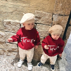 A170-Áo nỉ TẾT  full size gia đình màu đỏ họa tiết in