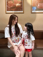 A391- Áp thun mẹ con in đỏ trắng chất mát