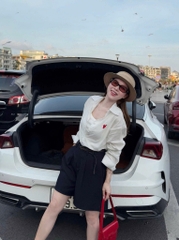 Set564- Set áo sơmi trắng đũi phối quần short màu than