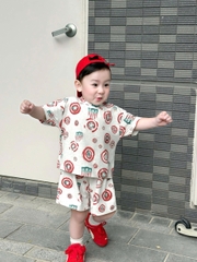 BT857-COMBO 2 bộ thun cộc tay Nhện Đỏ trắng cho bé 9-25kg