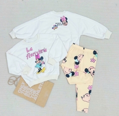Bn148- (8-25kg)- Bộ nỉ thu đông dài tay bé gái Mickey cam trắng VNXK