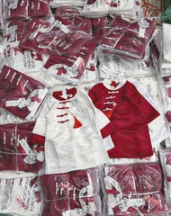 BT806-Bộ áo dài bé trai tặng kèm charm 2 màu đỏ trắng