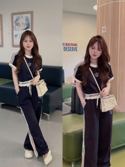 A721- Set Than mì cạp chữ áo cộc quần suông