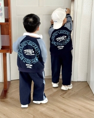 bt731- Bộ nỉ da cá xanh than huy hiệu quần suông