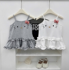 BT562- Combo 2 váy dây hello kitty xám- trắng chất cotton