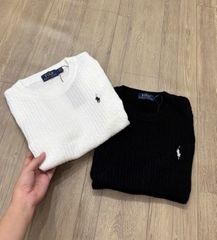 A481- Áo len dệt kim cộc tay cổ tròn thêu ngựa 2 màu đne trắng hàng nhà máy đủ tem