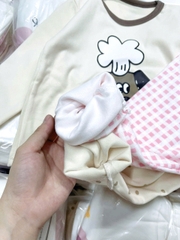 CB388-Combo 2 bộ thun díp dài tay bé gái hồng be