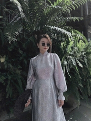 ☘️SET392- SET ÁO DÀI CHỮ TAY BỒNG CÚC BỌC🌺