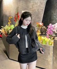 A337-Áo cadigan len màu xám hàng nhà máy