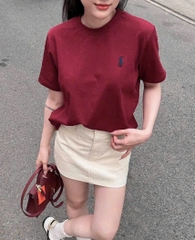 A193-Áo phông suông thêu ngựa màu đỏ