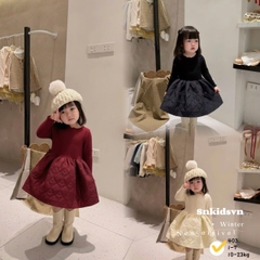 Bt784- Váy xoè phối len dài tay bé gái 3 màu