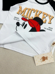 BN112- Bộ cotton MICKEY đen trắng mix quần cua