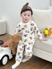 cb378- Combo 3 bộ cotton cứu hộ bé trai dài tay