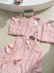 A200-Áo somi thiết kế hồng pastel đính đá