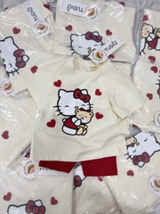 BT838-Bộ áo thun cộc kitty đỏ trắng bé gái 9-26kg
