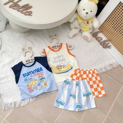 BT973-Bộ áo polo đỏ phối quần short cho bé