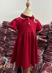 DAMKID022-Đầm polo CÁ SẤU màu đỏ bé gái  (9-27kg)