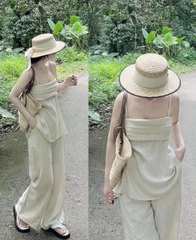 SET047-Set đũi dây tết lien màu be