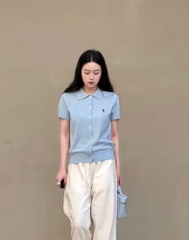 A590-Áo len cadigan cộc tay thêu ngựa 3 màu