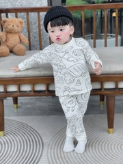 CB395-Combo 3 bộ thun dài tay bé trai hoạt hình OTO NÂU