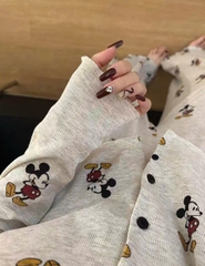 Set572- Set tăm mickey màu be in dài tay dáng đẹp