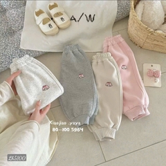 Cb301- Combo 3 quần nỉ haida tông hồng bé gái thêu gấu