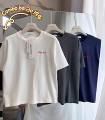 A718-Combo 3 áo thun cộc tay thêu chữ