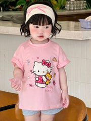 BT857-Combo 3 áo thun cộc Kitty hồng bé gái 9-25kg
