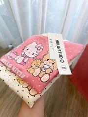 BT950- CB 2 bộ cộc viền bi hồng-be chất cotton bé gái