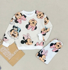 BN155-(8-26kg)- Bộ nỉ thu đông bé gái Mickey Hồng VNXK
