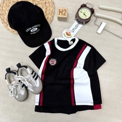 BT867-Bộ đen phối trắng viền đỏ JD chất cotton cho bé 9-22kg